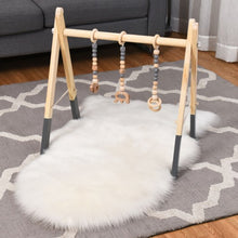 Load image into Gallery viewer, 3 Wooden Baby Teething Toys Hanging Bar-Gray
