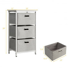 Load image into Gallery viewer, 3-Drawer Fabric Dresser Storage Tower Vertical Foldable Pull Bins-White
