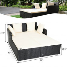 Load image into Gallery viewer, Outdoor Patio Rattan Daybed Thick Pillows Cushioned Sofa Furniture-White
