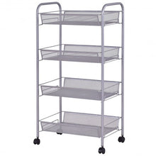 Load image into Gallery viewer, Black/Gray 4 Tier Storage Rack Trolley Cart-Gray
