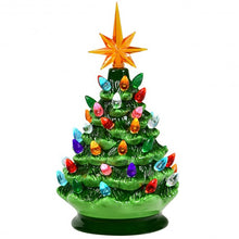 Load image into Gallery viewer, 9.5&quot; Prelit Hand-Painted Ceramic Battery Powered Christmas Tree
