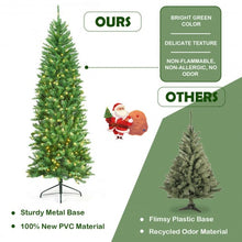 Load image into Gallery viewer, 7 ft PVC Hinged Pre-lit Artificial Fir Pencil Christmas Tree with 150 Warm White
