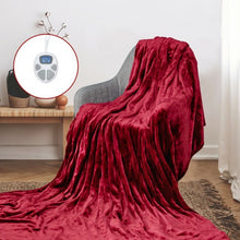 Load image into Gallery viewer, 62&quot; x 84&quot; Flannel Heated Electric Blanket with 10 Heating Levels-Red
