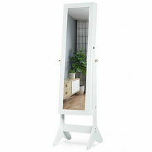 Load image into Gallery viewer, LEDs Lockable Jewelry Cabinet with Full-Length Mirror-White
