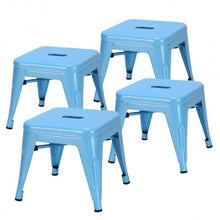 Load image into Gallery viewer, Set of 4 Lightweight  Stackable Metal Tolix Kids Stool-Blue
