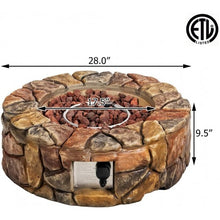 Load image into Gallery viewer, 28&#39;&#39; Propane Gas Fire Pit Outdoor 40 000 BTU Stone-Brown
