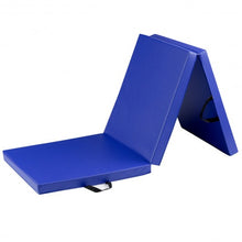 Load image into Gallery viewer, 6&#39; x 2&#39; Exercise Tri-Fold Gymnastics Mat w/ Carrying Handles-Blue
