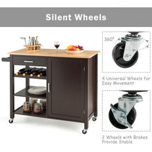 Load image into Gallery viewer, Giantex Kitchen Island Cart Rolling Serving Cart Wood Trolley-Brown
