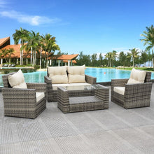 Load image into Gallery viewer, 4 pcs Patio Rattan Cushioned Sofa
