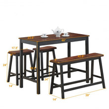 Load image into Gallery viewer, 4 pcs Solid Wood Counter Height Dining Table Set-Coffee
