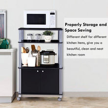 Load image into Gallery viewer, Microwave Rack Stand Rolling Storage Cart-Black
