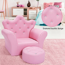 Load image into Gallery viewer, Pink Kids Sofa Armrest Couch with Ottoman
