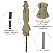 Load image into Gallery viewer, 9&#39; Solar LED Lighted Patio Market Umbrella Tilt Adjustment Crank Lift -Tan

