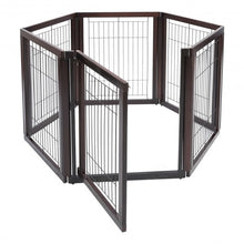 Load image into Gallery viewer, 24&quot; x 30&quot; Folding Solid Wooden 6 Panel Freestanding Pet Playpen
