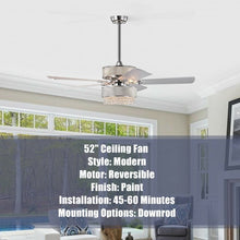 Load image into Gallery viewer, Modern Crystal Ceiling Chandelier Fan With Light Chrome Finished

