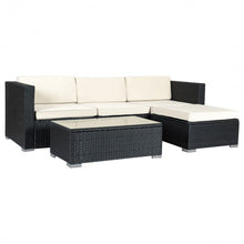 Load image into Gallery viewer, 5 pcs Patio Furniture Rattan Wicker Table Shelf Garden Sofa with Cushion
