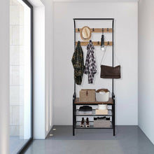 Load image into Gallery viewer, Industrial Coat Shoe Bench Entryway Shelf with 9 Hooks
