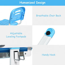 Load image into Gallery viewer, Adjustable Kids Desk Chair Set with Lamp and Bookstand-Blue
