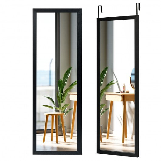 Wood Frame Full Length Hanging Mirror-Black
