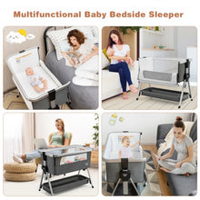 Load image into Gallery viewer, Baby Bed Side Crib Portable Adjustable Infant Travel Sleeper Bassinet-Dark Gray
