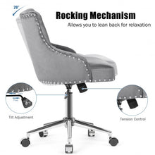 Load image into Gallery viewer, Tufted Upholstered Swivel Computer Desk Chair with Nailed Tri-Gray
