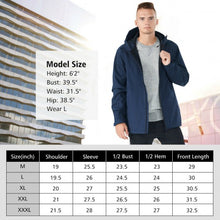 Load image into Gallery viewer, Men&#39;s Waterproof Rain Windproof Hooded Raincoat Jacket-Navy-M
