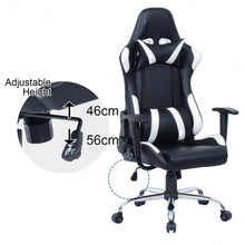Load image into Gallery viewer, Black and White Gaming Chair with Head-Rest Pillow
