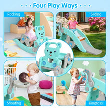 Load image into Gallery viewer, 4-in-1 Toddler Slide and Rocking Horse Playset with Basketball Hoop-Blue

