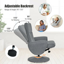 Load image into Gallery viewer, Fabric Massage Swivel Lounge Recliner with Ottoman-Gray
