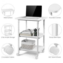 Load image into Gallery viewer, 3-tier Adjustable Printer Stand with 360° Swivel Casters-White
