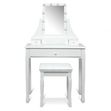 Load image into Gallery viewer, 10 LED Lighted Mirror and 3 Drawers Vanity Table Set-White

