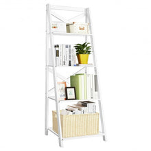 Load image into Gallery viewer, 4-tier Leaning Free Standing Ladder Shelf Bookcase-White
