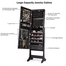 Load image into Gallery viewer, Lockable Mirrored Jewelry Cabinet with Stand and Led Lights-Brown
