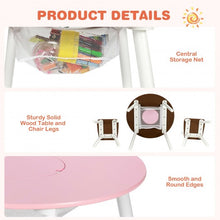 Load image into Gallery viewer, Wood Activity Kids Table and Chair Set with Center Mesh Storage for Snack Time and Homework-Pink
