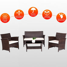 Load image into Gallery viewer, 4 Pcs Outdoor Patio Rattan Furniture Wicker Sofa Set
