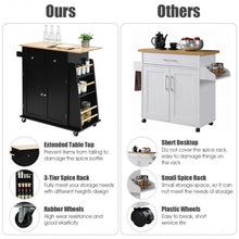 Load image into Gallery viewer, Rubber Wood Countertop Rolling Kitchen Island Cart-Black
