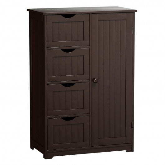 Standing Indoor Wooden Cabinet with 4 Drawers-Brown