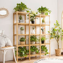 Load image into Gallery viewer, Multifunctional Bamboo Shelf Flower Plant Display Stand
