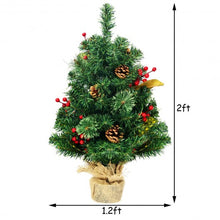 Load image into Gallery viewer, 2Ft Tabletop Pine Artificial Christmas Tree in Burlap Base
