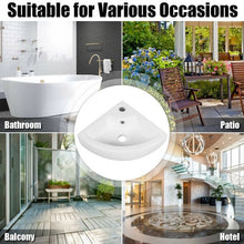 Load image into Gallery viewer, Bathroom Corner Ceramic Vessel Sink with Overflow and Faucet Hole
