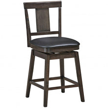 Load image into Gallery viewer, 24 inch Swivel Upholstered Counter Height Bar Chair with Rubber Wood Legs
