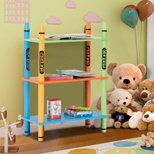 Load image into Gallery viewer, 3 Tiers Kids Bookshelf Crayon Themed Storage Colorful Shelves
