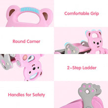 Load image into Gallery viewer, 4-in-1 Toddler Slide and Rocking Horse Playset with Basketball Hoop-Pink
