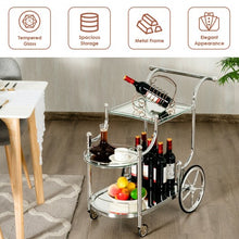 Load image into Gallery viewer, Kitchen Glass Shelves Metal Frame Serving Rolling Cart
