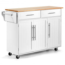 Load image into Gallery viewer, Kitchen Island Trolley Cart Wood Top Rolling Storage Cabinet-White

