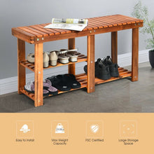 Load image into Gallery viewer, 3-Tier Wood Shoe Rack Shoe Bench Freestanding Boots Storage Organizer
