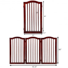 Load image into Gallery viewer, 3 Panels Folding Freestanding Wood Pet Dog Safety Gate-36&quot;
