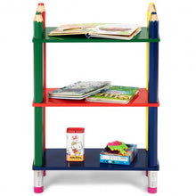 Load image into Gallery viewer, 3 Tiers Kids Bookshelf Crayon Themed Shelves Storage Bookcase
