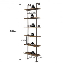 Load image into Gallery viewer, 6-Shelf Rustic Vintage Industrial Pipe Wall Shelf

