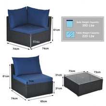 Load image into Gallery viewer, 7-Piece Outdoor Wicker Patio Sofa Set with 2 Pillows and Cushions-Navy
